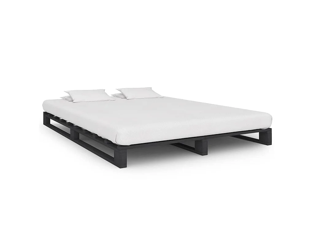 Bedframe pallet massief grenenhout grijs 140x200 cm