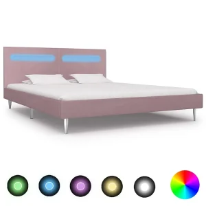 Bedframe met LED stof roze 180×200 cm Bedframe met LED stof roze 180×200 cm
