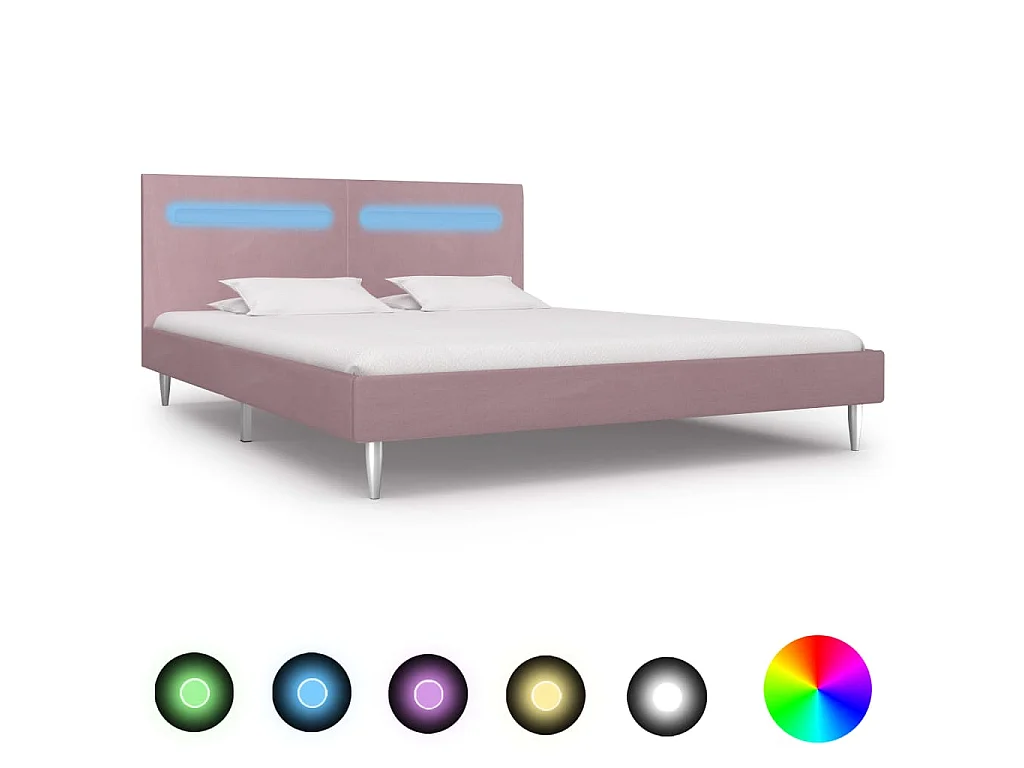 Bedframe met LED stof roze 180x200 cm