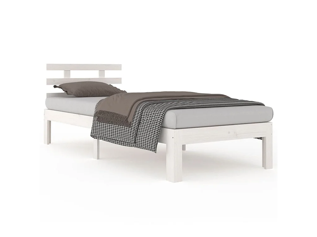Bedframe massief hout wit 75x190 cm
