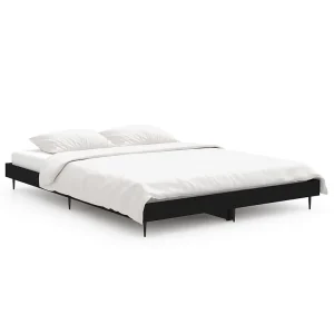Bedframe LED massief hout zwart 140×190 cm Bedframe LED massief hout zwart 140×190 cm