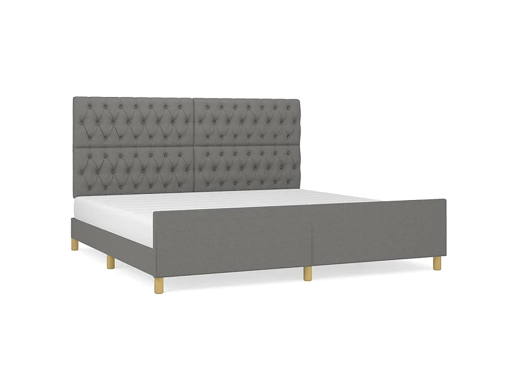 Bedframe met hoofdeinde stof donkergrijs 200x200 cm