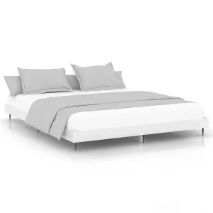 Bedframe bewerkt hout hoogglans wit 160×200 cm Bedframe bewerkt hout hoogglans wit 160×200 cm