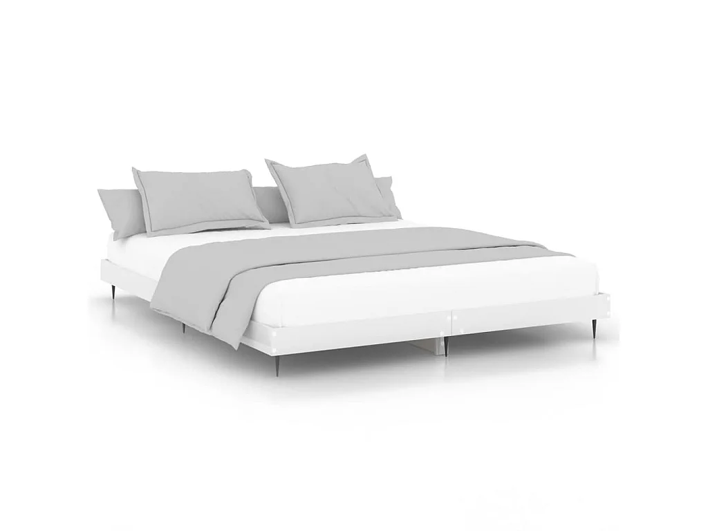 Bedframe bewerkt hout hoogglans wit 160x200 cm