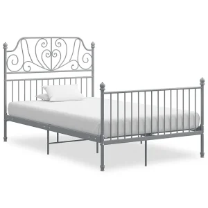 Bedframe metaal grijs 120×200 cm Bedframe metaal grijs 120×200 cm