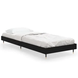 Bedframe bewerkt hout zwart 75×190 cm Bedframe bewerkt hout zwart 75×190 cm