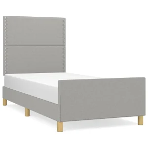Bedframe zonder matras 90×190 cm stof lichtgrijs Bedframe zonder matras 90×190 cm stof lichtgrijs