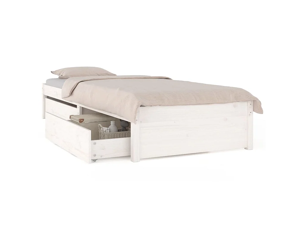 Bedframe met lades wit 75x190 cm