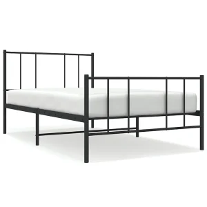 Bedframe met hoofd- en voeteneinde metaal zwart 107×203 cm Bedframe met hoofd- en voeteneinde metaal zwart 107×203 cm