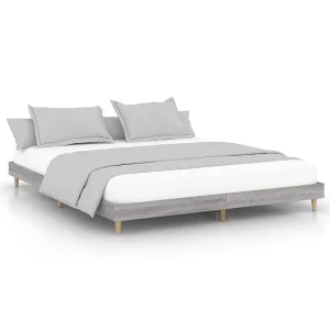 Bedframe bewerkt hout grijs sonoma eikenkleurig 200×200 cm Bedframe bewerkt hout grijs sonoma eikenkleurig 200×200 cm