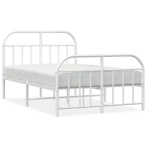 Bedframe met hoofd- en voeteneinde metaal wit 120×200 cm Bedframe met hoofd- en voeteneinde metaal wit 120×200 cm