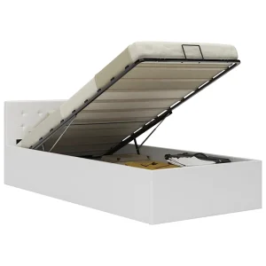 Bedframe met opslag hydraulisch kunstleer wit 100×200 cm Bedframe met opslag hydraulisch kunstleer wit 100×200 cm