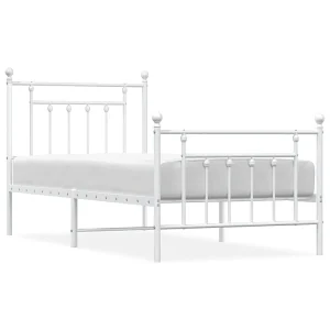 Bedframe met hoofd- en voeteneinde metaal wit 90×200 cm Bedframe met hoofd- en voeteneinde metaal wit 90×200 cm