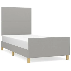 Bedframe zonder matras 100×200 cm stof lichtgrijs Bedframe zonder matras 100×200 cm stof lichtgrijs