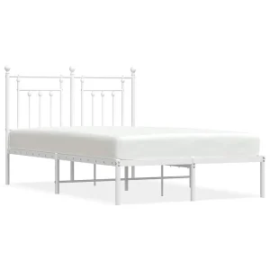 Bedframe met hoofdbord metaal wit 120×190 cm Bedframe met hoofdbord metaal wit 120×190 cm