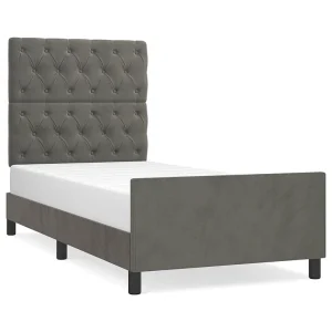 Bedframe zonder matras 80×200 cm fluweel donkergrijs Bedframe zonder matras 80×200 cm fluweel donkergrijs