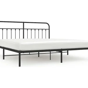 Bedframe met hoofdbord metaal zwart 200×200 cm Bedframe met hoofdbord metaal zwart 200×200 cm