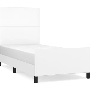Bedframe met hoofdbord kunstleer wit 90×200 cm Bedframe met hoofdbord kunstleer wit 90×200 cm