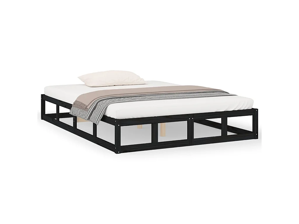 Bedframe massief hout zwart 120x190 cm