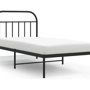 Bedframe met hoofdbord metaal zwart 100×200 cm Bedframe met hoofdbord metaal zwart 100×200 cm