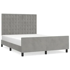 Bedframe zonder matras 140×200 cm fluweel lichtgrijs Bedframe zonder matras 140×200 cm fluweel lichtgrijs