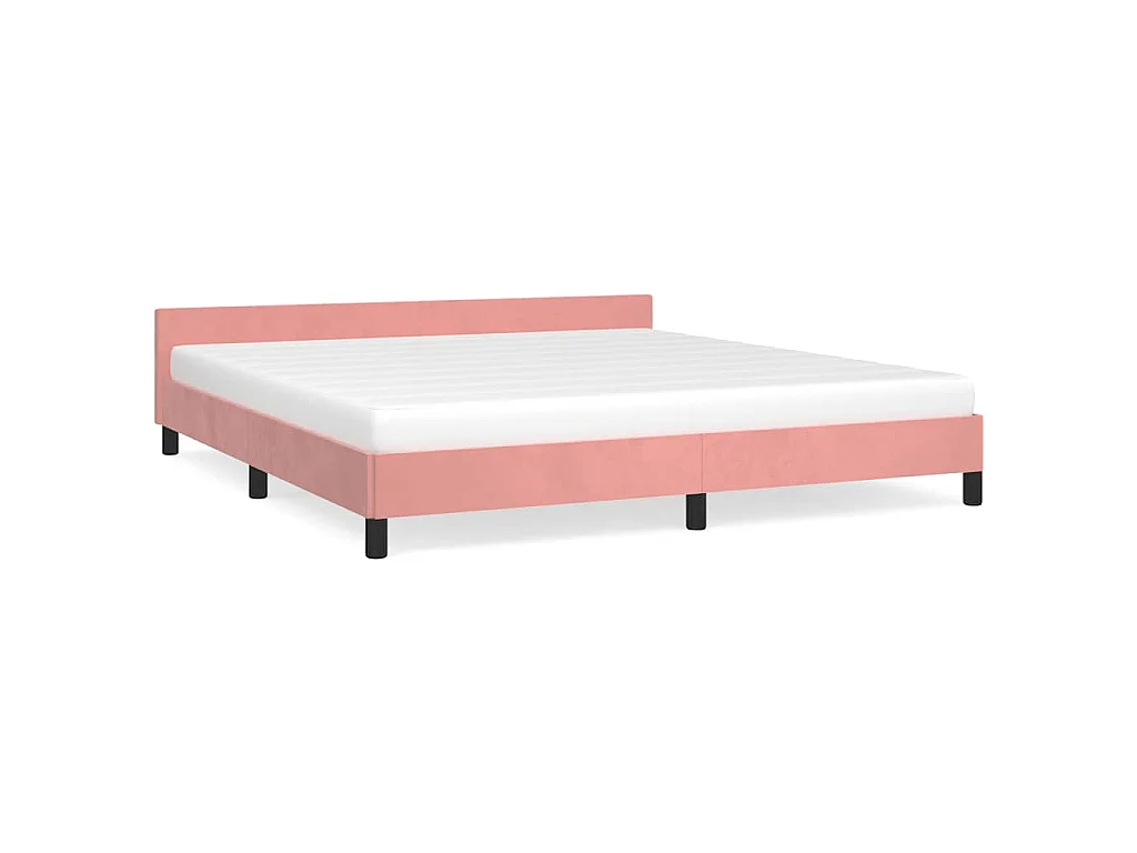 Bedframe met hoofdeinde zonder matras 180x200 cm fluweel roze