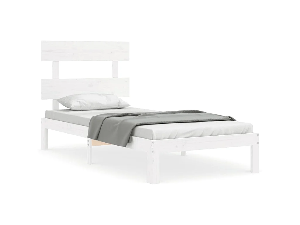 Bedframe zonder matras massief grenenhout wit 140x200 cm