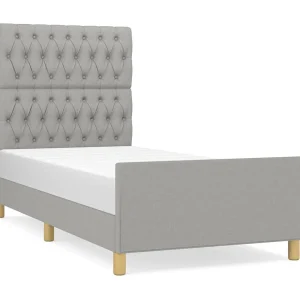Bedframe zonder matras 90×190 cm stof lichtgrijs Bedframe zonder matras 90×190 cm stof lichtgrijs