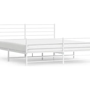Bedframe met hoofd- en voeteneinde metaal wit 193×203 cm Bedframe met hoofd- en voeteneinde metaal wit 193×203 cm