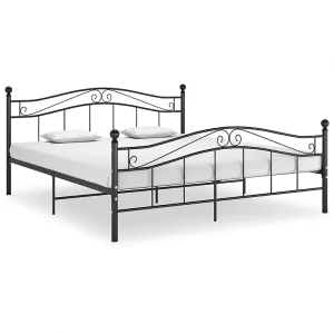 Bedframe metaal zwart 200×200 cm Bedframe metaal zwart 200×200 cm