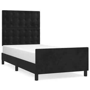 Bedframe zonder matras 100×200 cm fluweel zwart Bedframe zonder matras 100×200 cm fluweel zwart