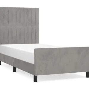 Bedframe zonder matras 90×190 cm fluweel lichtgrijs Bedframe zonder matras 90×190 cm fluweel lichtgrijs