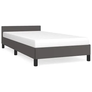 Bedframe met hoofdeinde zonder matras 90×200 cm grijs Bedframe met hoofdeinde zonder matras 90×200 cm grijs