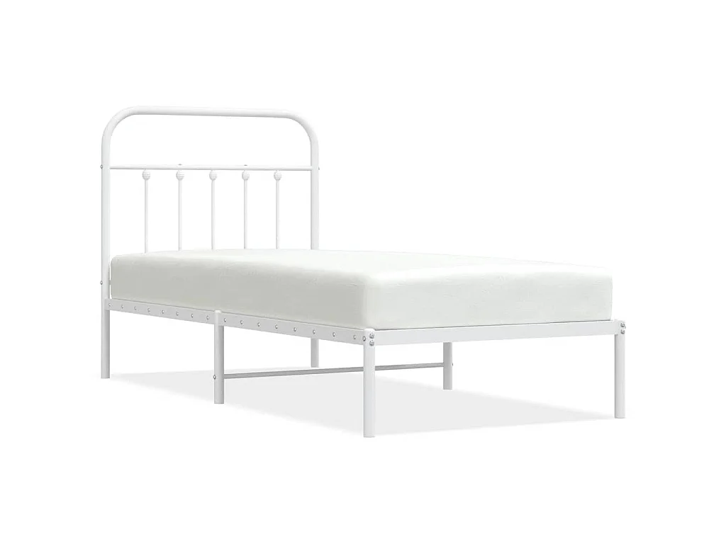 Bedframe met hoofdbord metaal wit 90x200 cm
