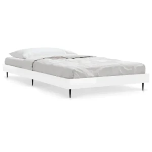 Bedframe bewerkt hout hoogglans wit 90×200 cm Bedframe bewerkt hout hoogglans wit 90×200 cm