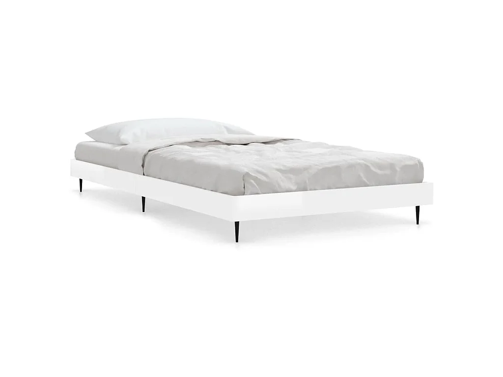 Bedframe bewerkt hout hoogglans wit 90x200 cm