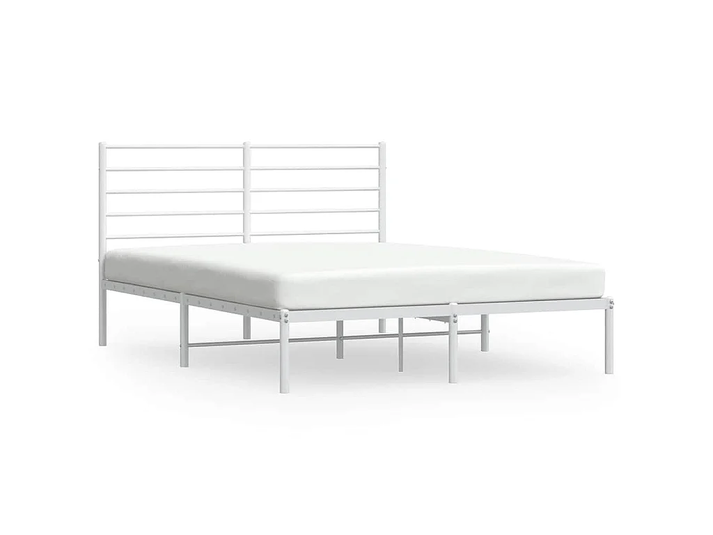 Bedframe met hoofdbord metaal wit 135x190 cm