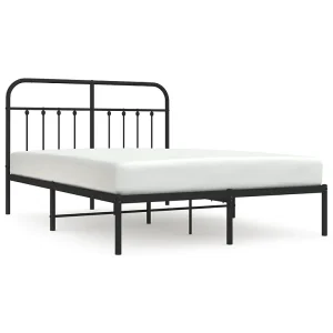 Bedframe met hoofdbord metaal zwart 140×200 cm Bedframe met hoofdbord metaal zwart 140×200 cm