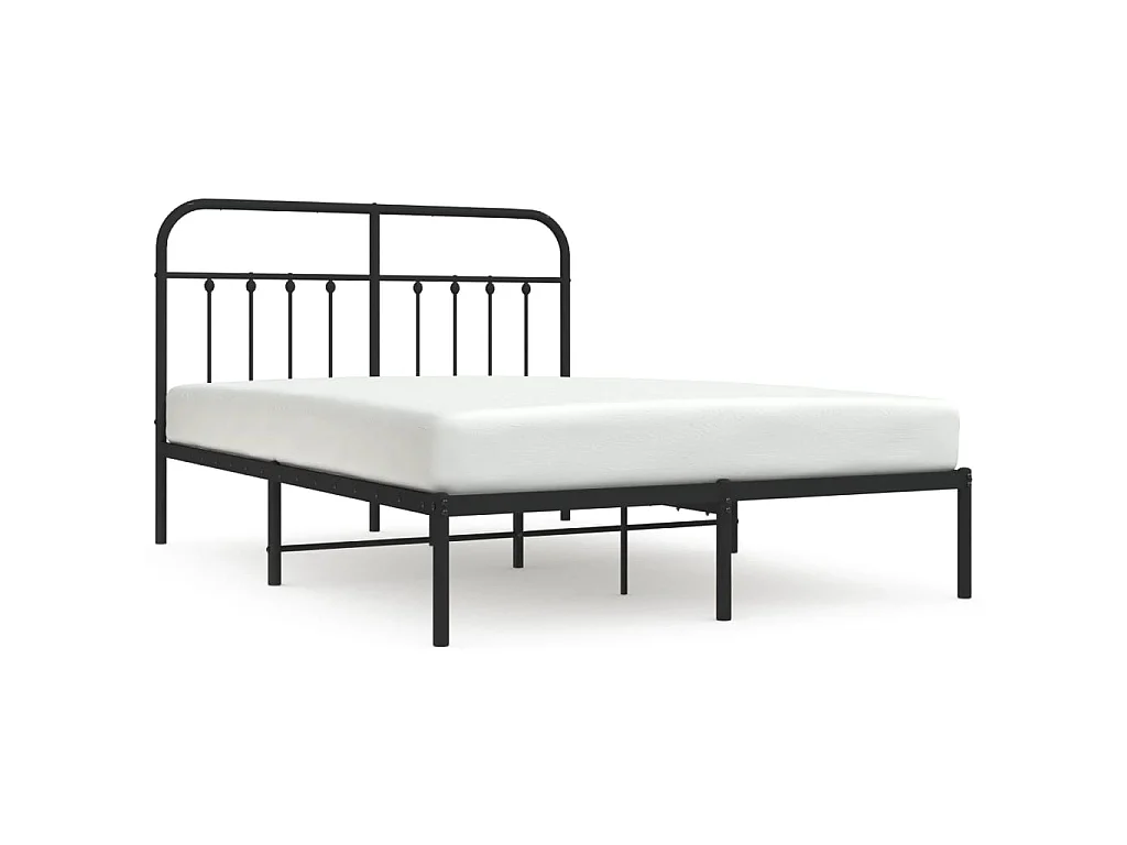 Bedframe met hoofdbord metaal zwart 140x200 cm