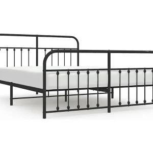 Bedframe met hoofd- en voeteneinde metaal zwart 183×213 cm Bedframe met hoofd- en voeteneinde metaal zwart 183×213 cm