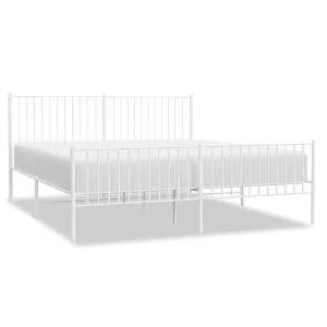 Bedframe met hoofd- en voeteneinde metaal wit 183×213 cm Bedframe met hoofd- en voeteneinde metaal wit 183×213 cm