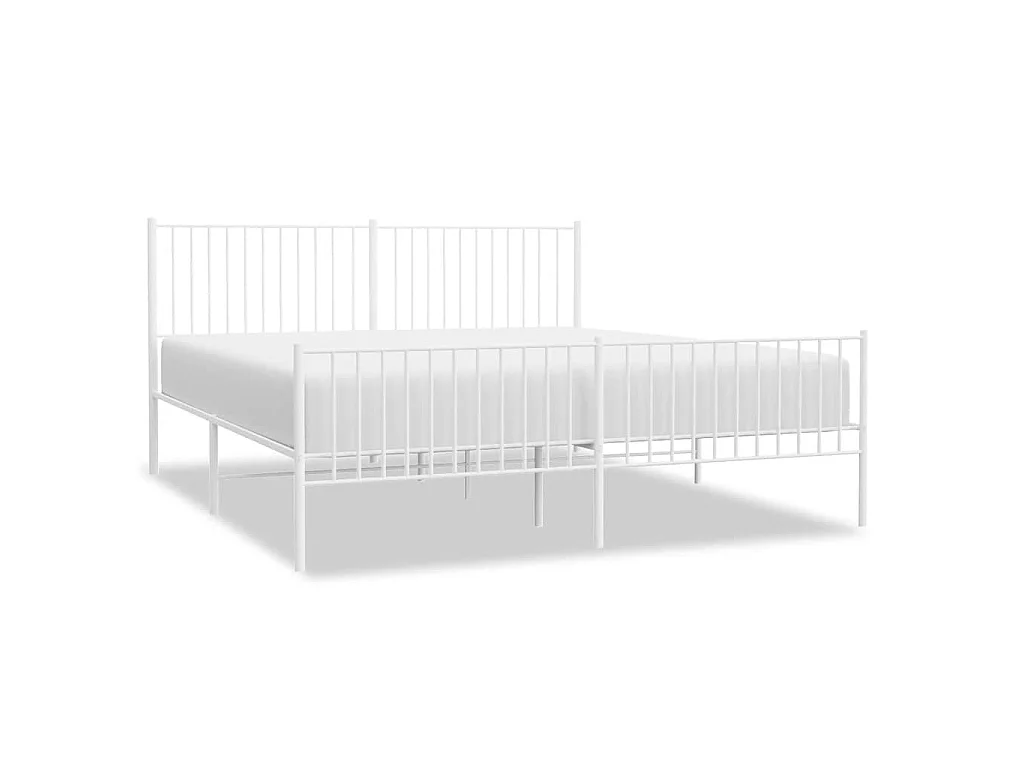 Bedframe met hoofd- en voeteneinde metaal wit 183x213 cm