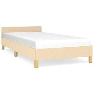 Bedframe met hoofdeinde zonder matras 80×200 cm stof crème