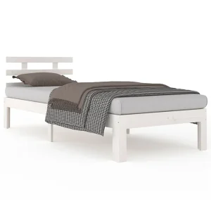Bedframe massief hout wit 90×190 cm Bedframe massief hout wit 90×190 cm
