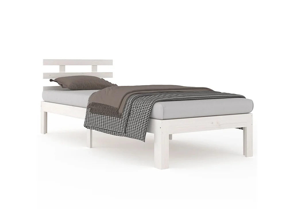 Bedframe massief hout wit 90x190 cm