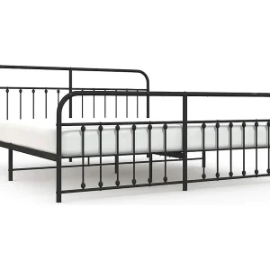 Bedframe met hoofd- en voeteneinde metaal zwart 200×200 cm Bedframe met hoofd- en voeteneinde metaal zwart 200×200 cm