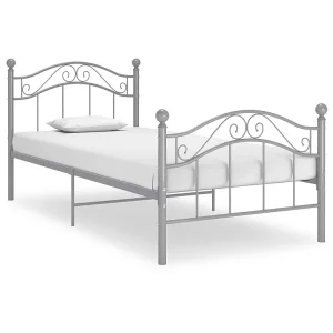 Bedframe metaal grijs 100×200 cm Bedframe metaal grijs 100×200 cm