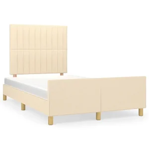 Bedframe zonder matras 120×200 cm stof crèmekleurig Bedframe zonder matras 120×200 cm stof crèmekleurig