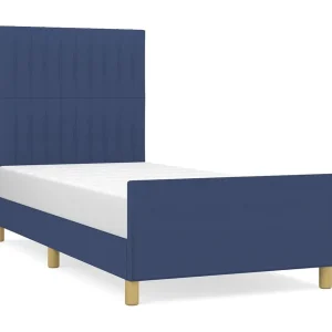 Bedframe zonder matras 100×200 cm stof blauw Bedframe zonder matras 100×200 cm stof blauw