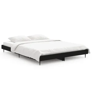 Bedframe bewerkt hout zwart 135×190 cm